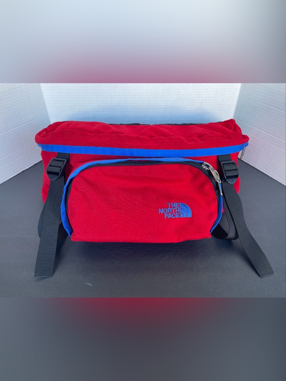 Vtg North Face Sport Hiker Multi-Pocket Lumbar Waist Fanny Pack Day Bag Red/blue